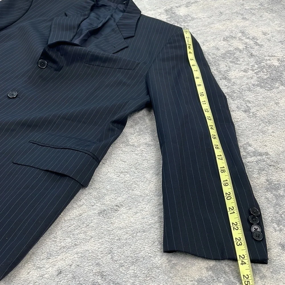 Joseph Abboud Black Pinstripe Suit Business Formal Wool Sz 42S Jacket 36 Pants